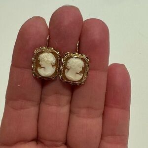 Elegant Gold Cameo Earrings